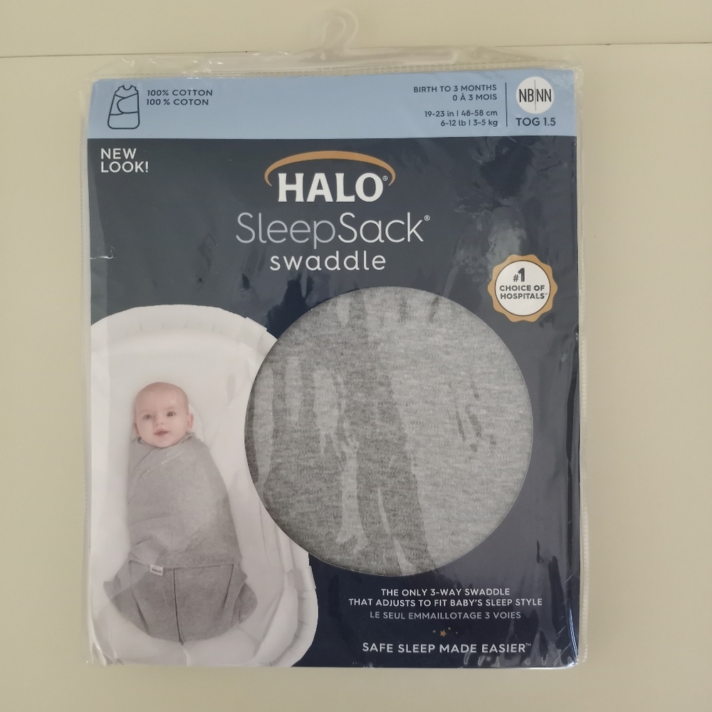 Halo SleepSack Swaddle Heather Gray Newborn NB Birth to 3 months New